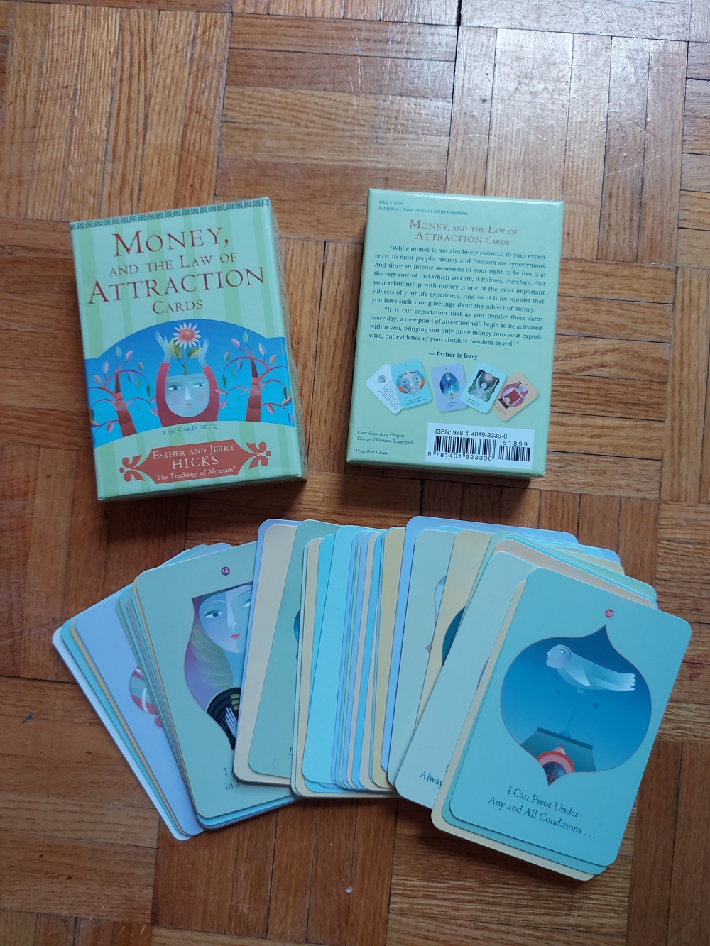 Money and the Law of Attraction Cards - Teal & Light Blue Oracle Deck